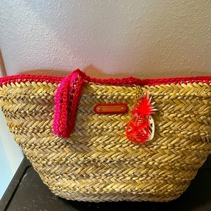 Juicy Couture Hot Pink embellished straw purse.